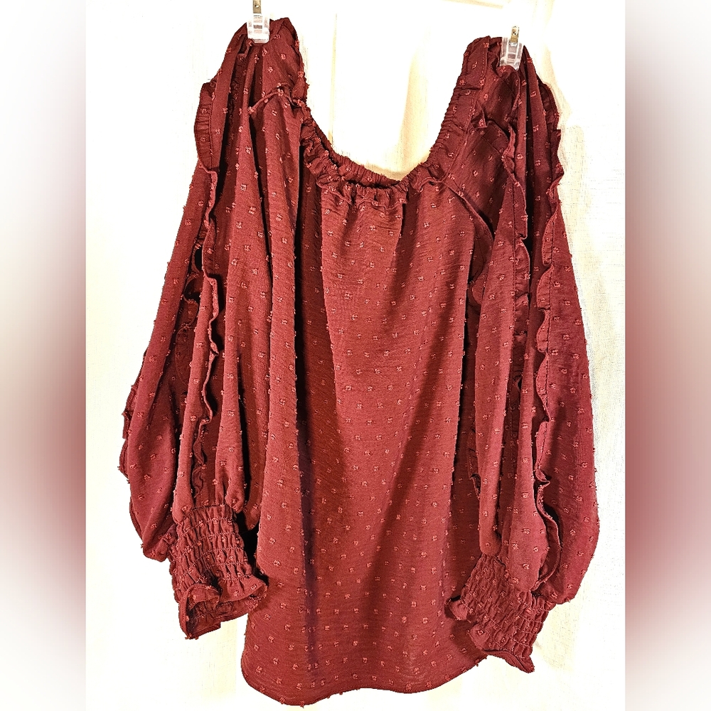 2/$20 Max Studio 1X Ruffled Trim Top